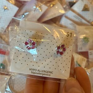 Lot of assorted HYPOALLERGENIC stud earrings, silver tone - over 40 pairs